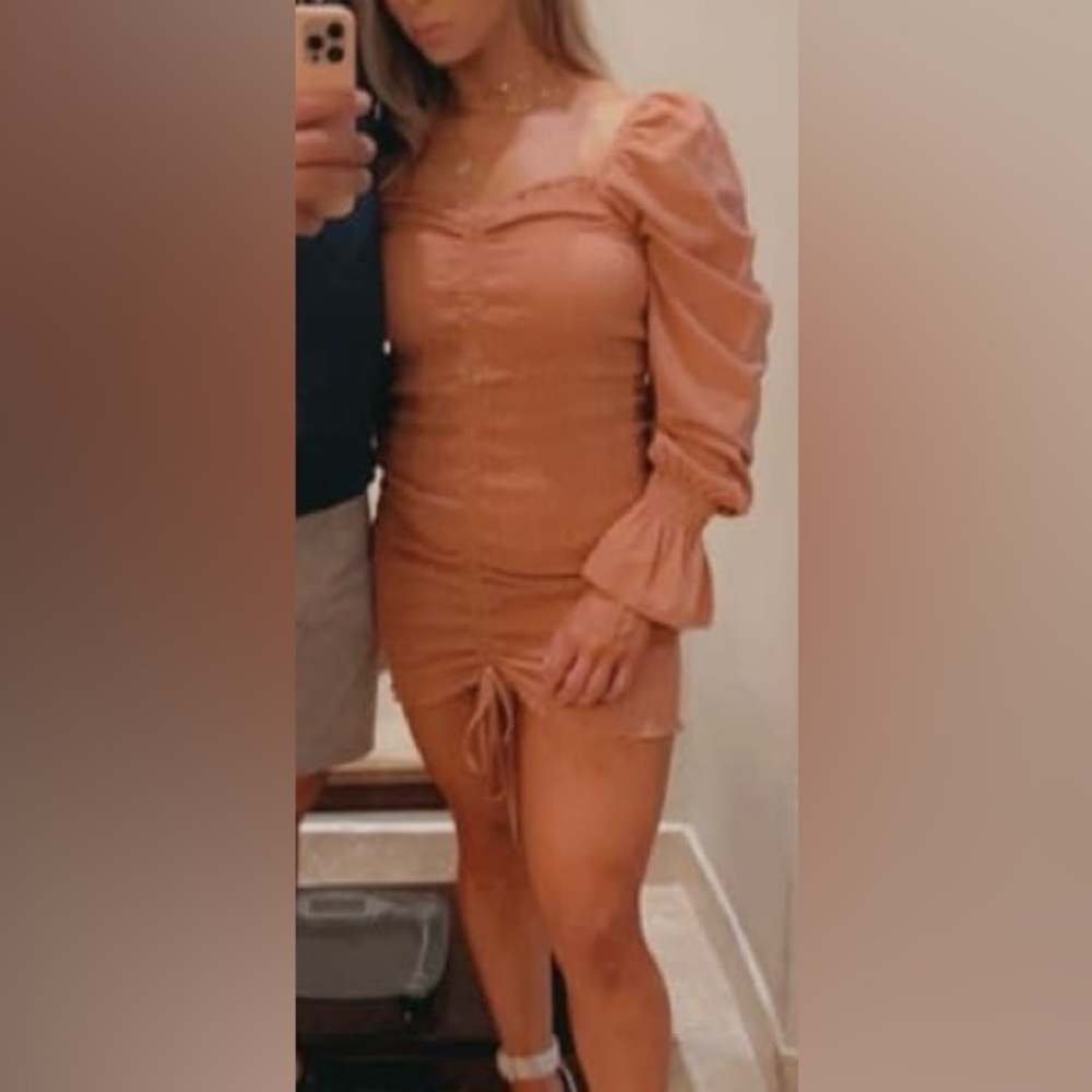 Hello Molly Ruched Peach Dress